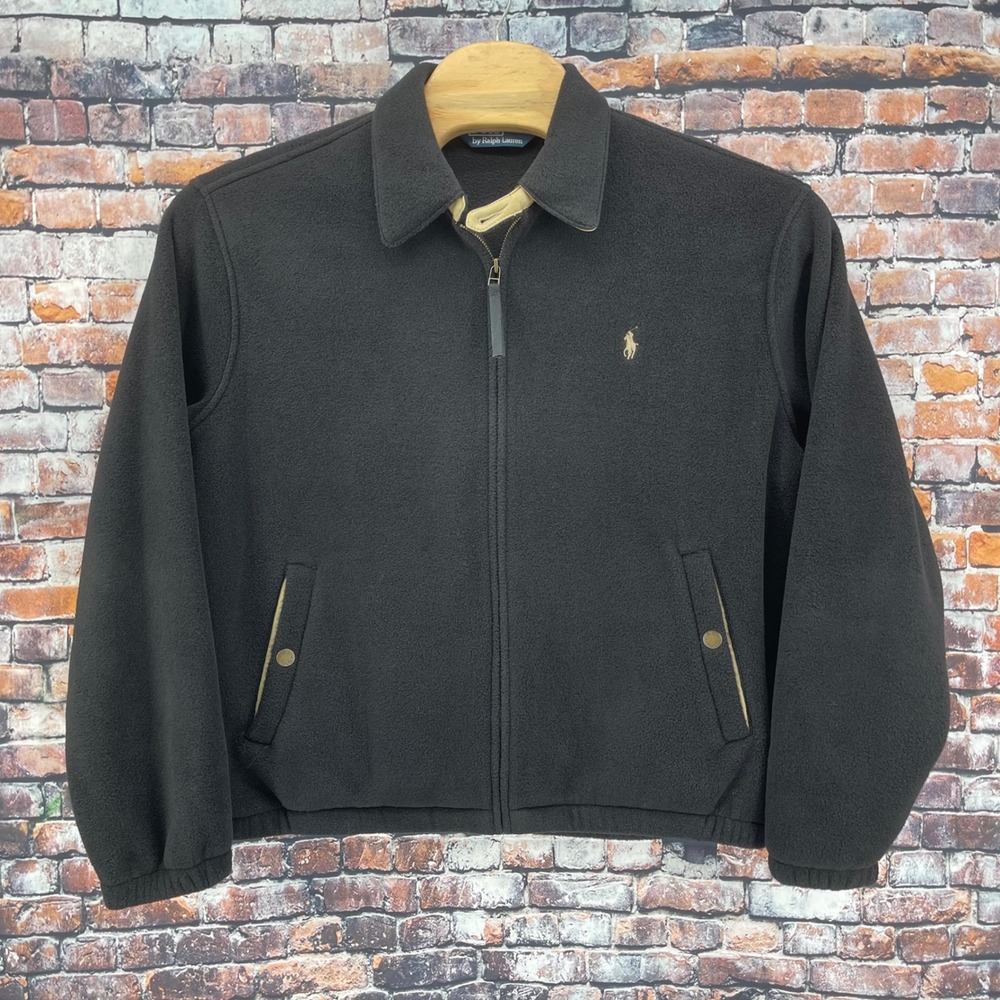 Vintage Polo Ralph Lauren Harrington Jacket Men Large Black Polartec Fleece 90s